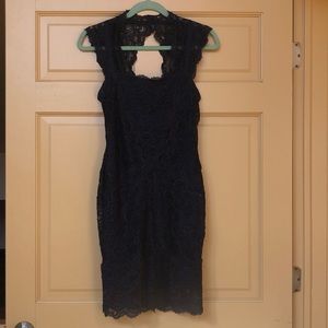 Nicole Miller keyhole detail, lace cocktail dress